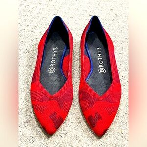 Rothy’s size 10 Women’s Red Camo Pointed Toe Ballet Flats RARE 🔥🔥